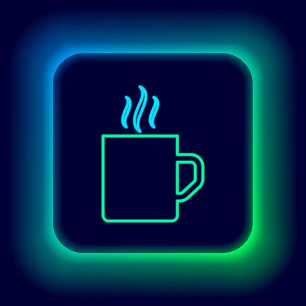 चमकणारा निऑन ओळ कॉफी कप चिन्ह काळ्या पार्श्वभूमीवर वेगळे. चहाचा कप. गरम कॉफी प्या. रंगीत बाह्यरेखा संकल्पना. व्हेक्टर — स्टॉक व्हेक्टर