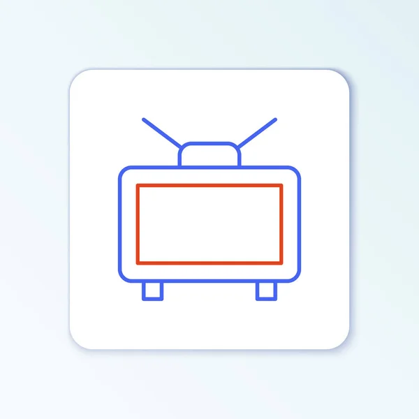Linje Fotboll fotbollsmatch på TV-ikonen isolerad på vit bakgrund. Fotboll online koncept. Färgstarkt skisskoncept. Vektor — Stock vektor