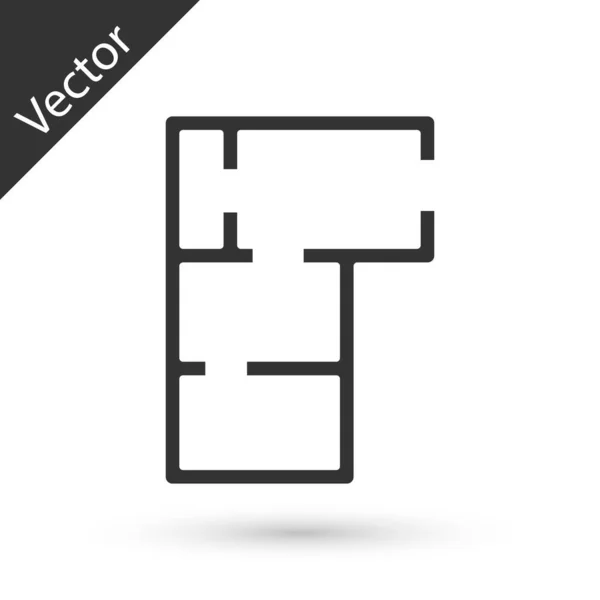 Szürke ház terv ikon elszigetelt fehér háttérrel. Vektor — Stock Vector