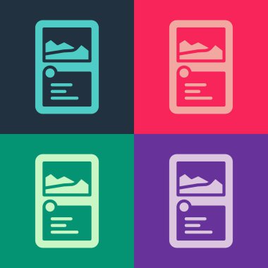 Pop Art Card oyun koleksiyonu simgesi renk arkaplanında izole edildi. Sihirli eşyalarla fantezi seti. Vektör