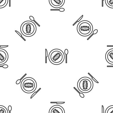 Gri çizgi, beyaz arka planda izole edilmiş bir tabakta salatalık servisi yapıyordu. Deniz yemeği. Vektör.