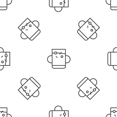 Gri çizgi çay ve yaprak ikonu beyaz arka planda izole edilmiş kusursuz desen. Vektör