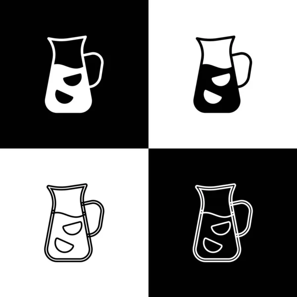Establezca el icono Sangria aislado sobre fondo blanco y negro. Tradicional bebida española. Vector — Archivo Imágenes Vectoriales