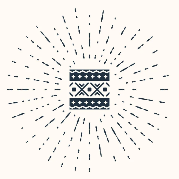 Patrón étnico ucraniano gris para icono de bordado aislado sobre fondo beige. Patrón de bordado tradicional de punto de arte popular. Puntos aleatorios de círculo abstracto. Vector — Vector de stock