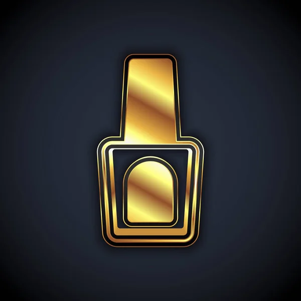 Gold Bottle of nail polish icon isolated on black background. Vector — Stock vektor