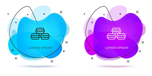 Linie Macaron Cookie-Symbol isoliert auf weißem Hintergrund. Süße Makronenbäckerei. Abstraktes Banner mit flüssigen Formen. Vektor — Stockvektor