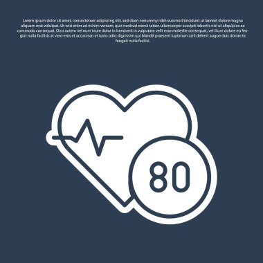 Mavi çizgi kalp atış hızı ikonu mavi arkaplanda izole edildi. Kalp atışı işareti. Kalp atışı ikonu. Kardiyogram simgesi. Vektör