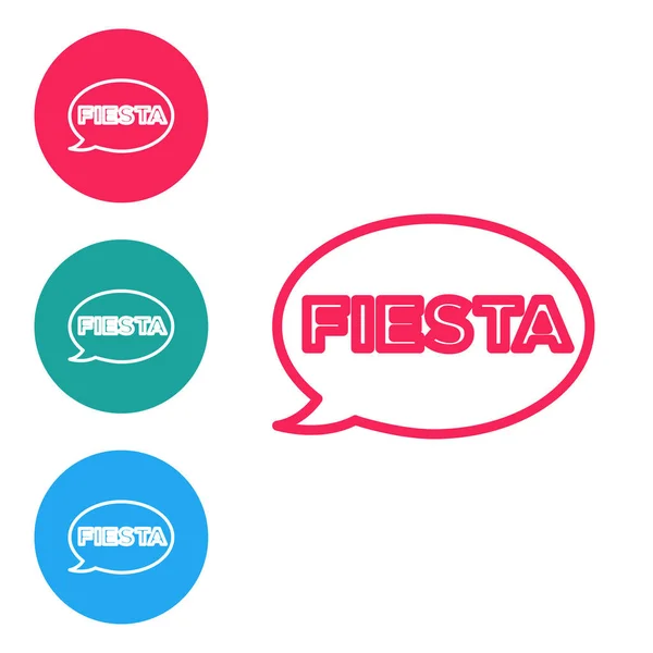 Röd linje Fiesta ikon isolerad på vit bakgrund. Ställ ikoner i cirkelknapparna. Vektor — Stock vektor