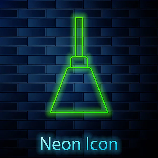 Leuchtende Neon-Linie Kronleuchter-Symbol isoliert auf Backsteinwand Hintergrund. Vektor — Stockvektor