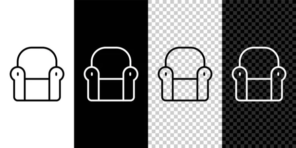 Nastavit čáru Křeslo ikona izolované na černobílém, průhledném pozadí. Vektor — Stockový vektor