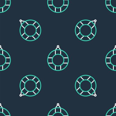 Çizgi Lifebuoy simgesi siyah arkaplanda izole edilmiş. Can simidi sembolü. Vektör