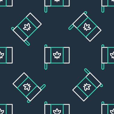 Kanada 'nın çizgi bayrağı simgesi siyah arkaplanda izole edilmiş. Bayrak direğinde Kuzey Amerika bayrağı. Vektör