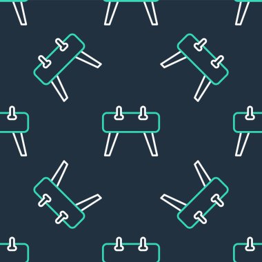 Line Pommel at simgesi siyah arkaplanda izole edilmiş. Atlama ve jimnastik için spor aletleri. Vektör