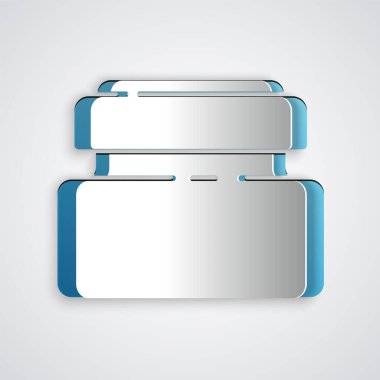 Kağıt kesiği kremi ya da losyon kozmetik tüp simgesi gri arkaplanda izole edilmiş. Erkekler için vücut bakım ürünleri. Kağıt sanatı tarzı. Vektör İllüstrasyonu.