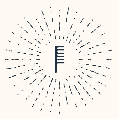 Bej arka planda gri saç fırçası simgesi izole edildi. Taraklı saç işareti. Berber sembolü. Soyut çember rastgele noktalar. Vektör İllüstrasyonu.