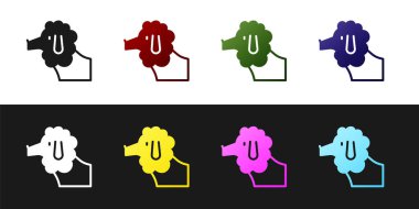 Fransız kaniş köpeği simgesini siyah beyaz arkaplanda izole et. Vektör.