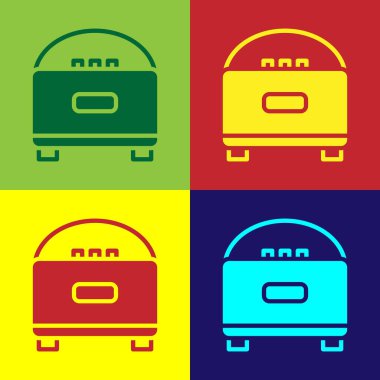 Pop Art Stereo hoparlör ikonu renk arkaplanında izole edildi. Ses sistemi hoparlörleri. Müzik ikonu. Müzikal sütun hoparlörü. Vektör.