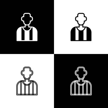 Futbol veya futbol hakemi simgesini siyah beyaz arkaplanda izole et. Vektör