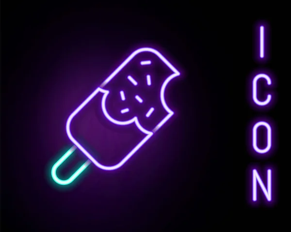 Leuchtende Neon Linie Eis Symbol Isoliert Auf Schwarzem Hintergrund Süßes — Stockvektor