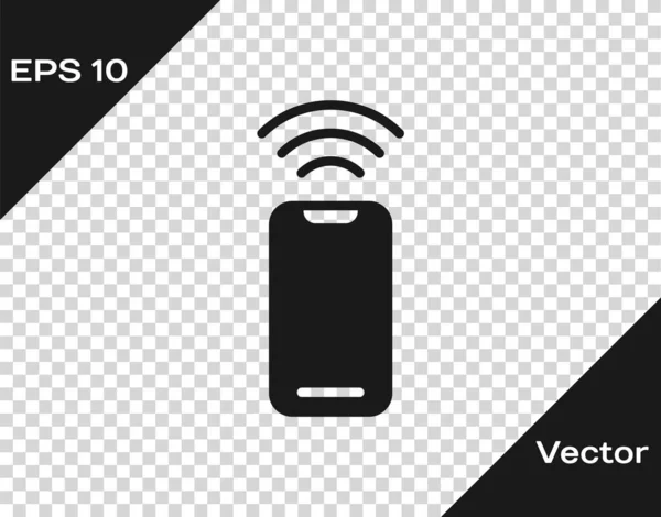 Icono Smartphone Inalámbrico Negro Aislado Sobre Fondo Transparente Vector — Vector de stock