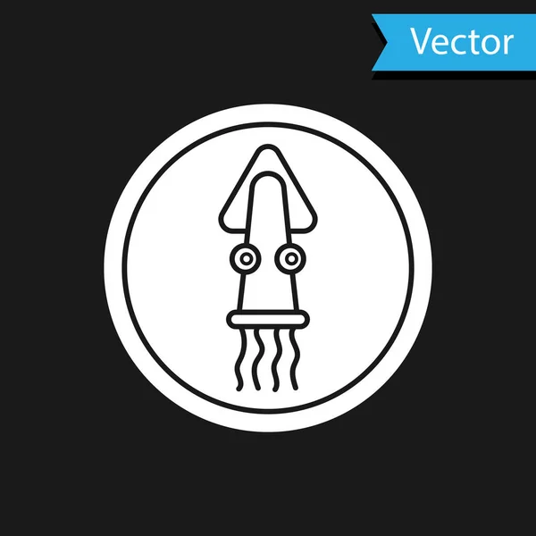 Белый Осьминог Иконке Черном Фоне Вектор — стоковый вектор