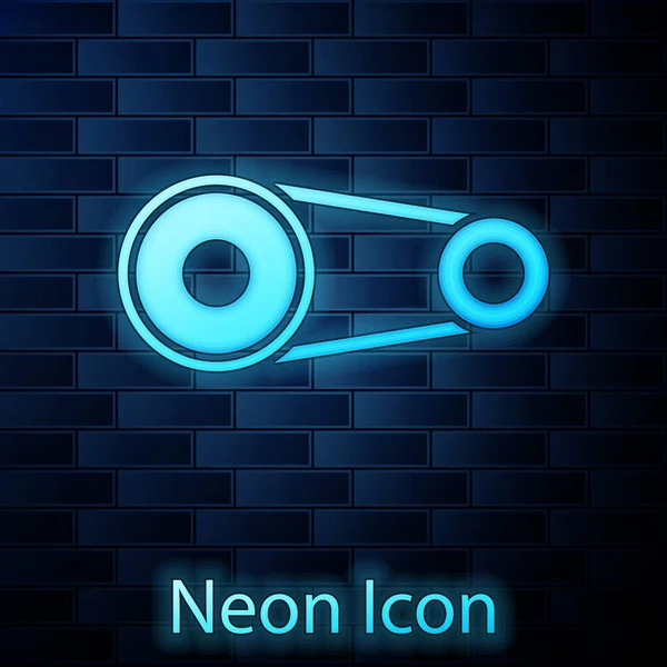 Ragyogó Neon Időzítő Készlet Ikon Elszigetelt Téglafal Háttér Vektor — Stock Vector
