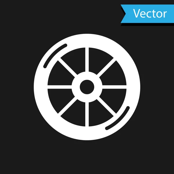 Icône Roue Vélo Blanc Isolé Sur Fond Noir Course Vélo — Image vectorielle