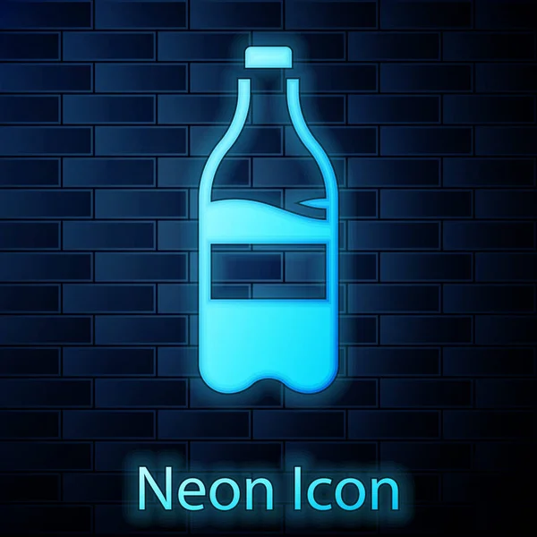 Brillante Botella Neón Sport Con Icono Agua Aislado Fondo Pared — Vector de stock