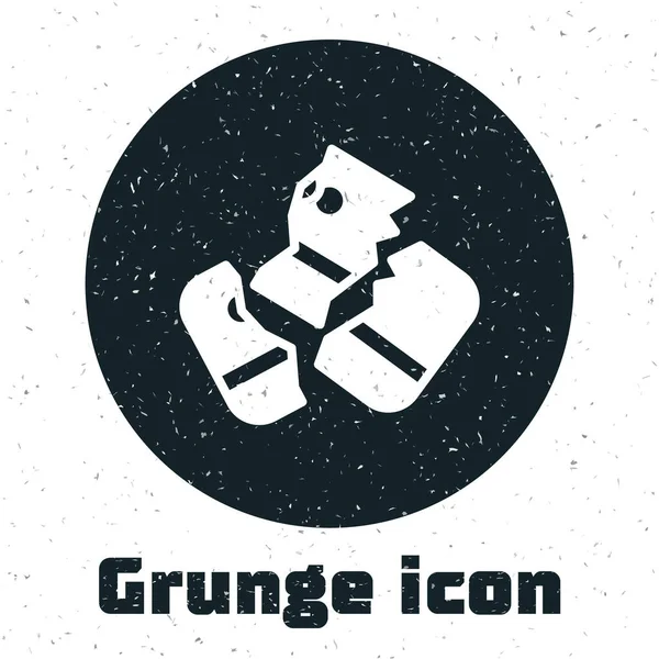 Ciseaux Grunge Coupant Une Icône Carte Crédit Isolée Sur Fond — Image vectorielle