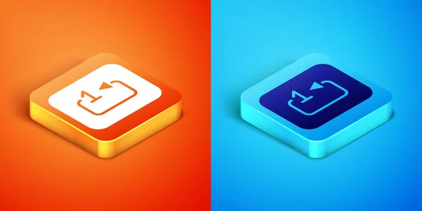 Isometric Repeat Track Music Player Icoon Geïsoleerd Oranje Blauwe Achtergrond — Stockvector