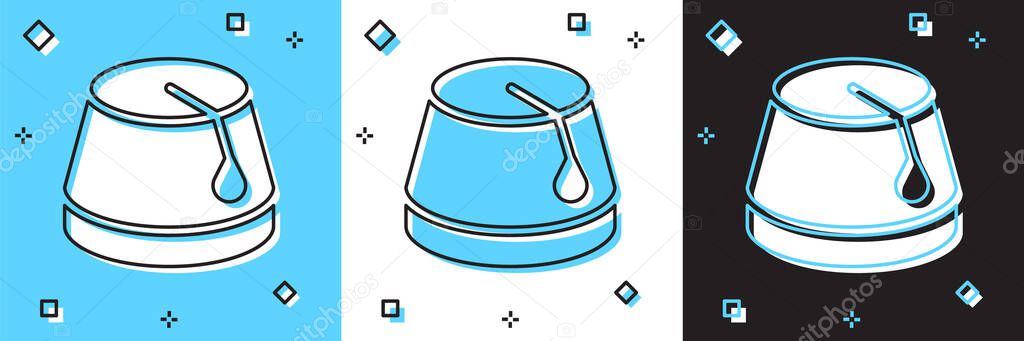 Set Turkish hat icon isolated on blue and white, black background.  Vector