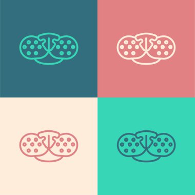 Pop sanat çizgisi kedi burun ikonu renk arkaplanında izole edilmiş. Vektör