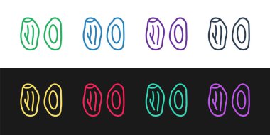 Siyah ve beyaz arkaplanda tarih meyve simgesi belirle. Vektör