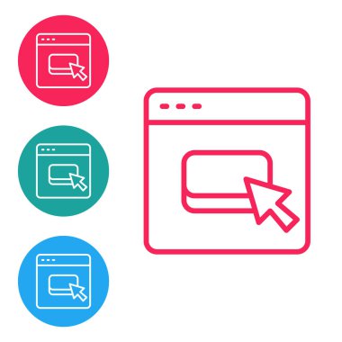 Kırmızı çizgi Tarayıcı dosya simgesi beyaz arkaplanda izole edildi. Simgeleri daire düğmelerine ayır. Vektör