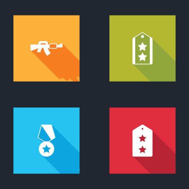 M16A1 tüfeği, askeri rütbe, ödül madalyası ve ikon. Vektör