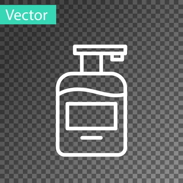 White Line Bottle Liquid Antibacterial Soap Dispenser Icon Isolated Transparent — Stock Vector