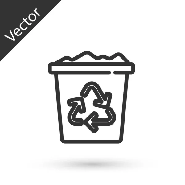 Graue Linie Papierkorb Mit Recycling Symbol Symbol Isoliert Auf Weißem — Stockvektor