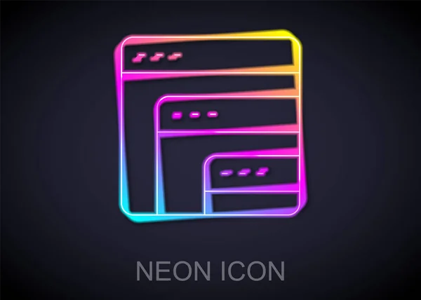 Linha Néon Brilhante Software Ícone Código Programação Desenvolvedor Web Isolado — Vetor de Stock