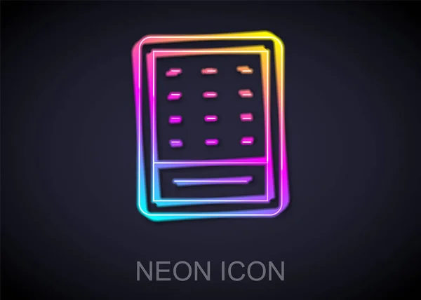 Glödande Neon Line Lotteri Biljett Ikon Isolerad Svart Bakgrund Bingo — Stock vektor