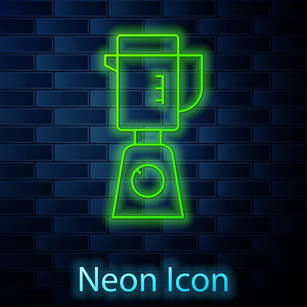 Leuchtende Neon Linie Blender Symbol Isoliert Auf Backsteinwand Hintergrund Elektrischer — Stockvektor