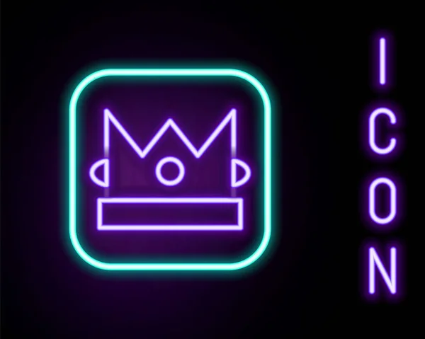 Linea Neon Incandescente Icona Della Carta Gioco King Isolata Sfondo — Vettoriale Stock