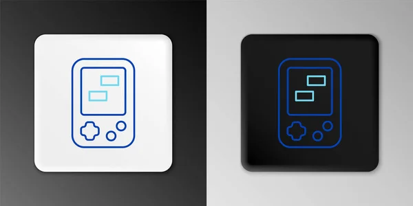 Line Portable Tetris Elektronisches Spiel Symbol Isoliert Auf Grauem Hintergrund — Stockvektor