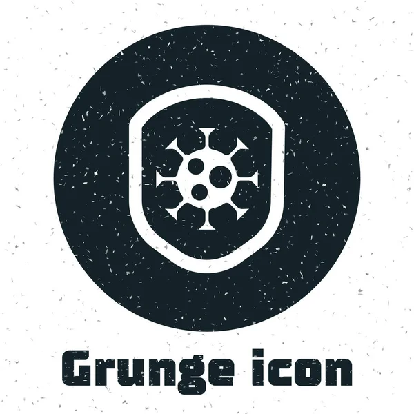 Grunge Shield Schützt Vor Viren Keimen Und Bakterien Auf Weißem — Stockvektor