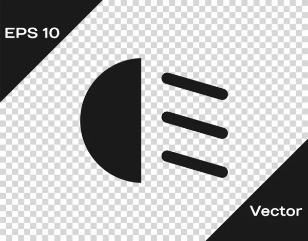 Icône Black High Beam Isolée Sur Fond Transparent Phare Voiture — Image vectorielle