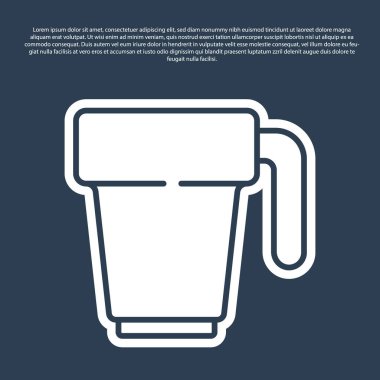 Mavi çizgi kahve fincanı ikonu mavi arka planda izole edilmiş. Çay fincanı. Sıcak içecek kahvesi. Vektör.
