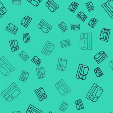 Siyah çizgi Stadyum Mestalla ikonu yeşil arka planda izole edilmiş pürüzsüz desen. Valencia, İspanya 'da futbol stadyumu. Vektör.