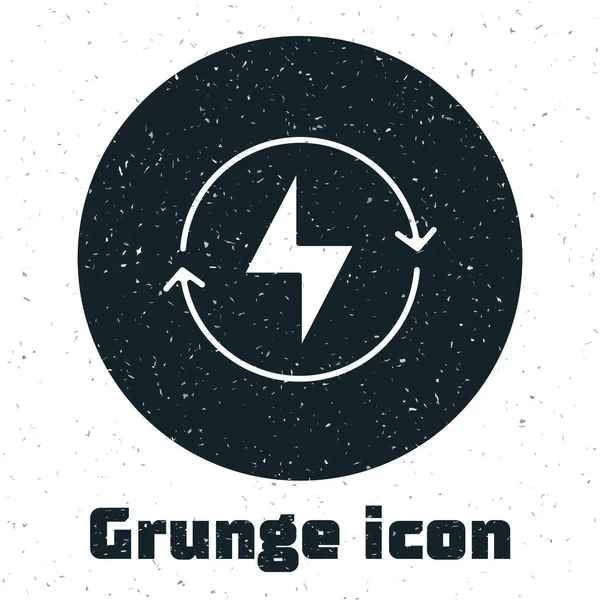 Grunge Lightning Bolt Icon Isolated White Background Flash Sign Charge — Stock Vector