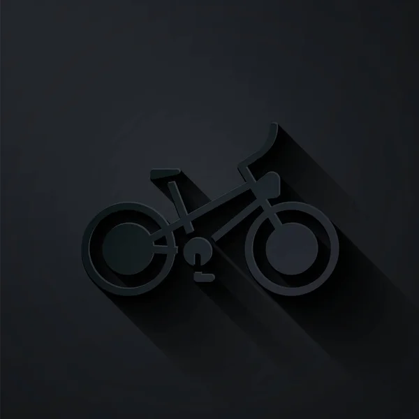 Corte Papel Icono Bicicleta Aislado Sobre Fondo Negro Carrera Bicicletas — Vector de stock