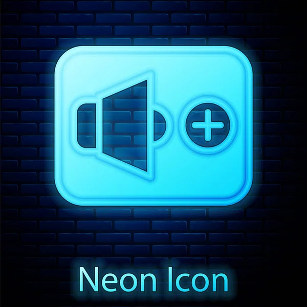 Gloeiende Neon Speaker Volume Audio Voice Sound Symbool Media Muziek — Stockvector