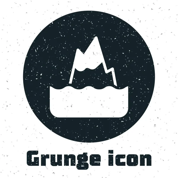 Grunge Iceberg Ikon Isolerad Vit Bakgrund Monokrom Vintage Teckning Vektor — Stock vektor